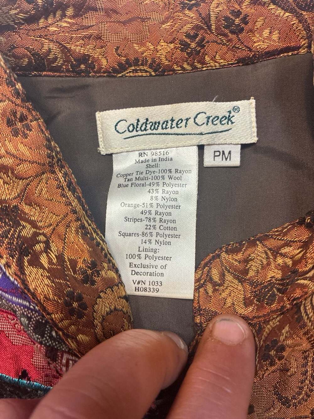 Coldwater Creek Patchwork Velvet Paisley Floral Button Front Jacket Size PM - Picture 2 of 13